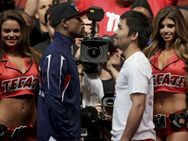 Mayweather Pacquiao Weigh In For Historic Boxing Bout