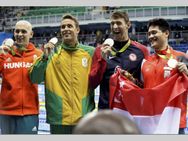 Rio Olympics Celebration At Singapore Changi Airport Schooling Phelps
