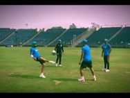 See Video Virat Kohli Ms Dhoni Play Football Before Hitting The Nets