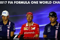 Vettel Jokingly Plays Peacemaker Ocon Perez Force India Row