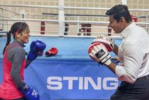 Boxing Mary Kom Trades Punches With Rajyavardhan Rathore Fun Session Watch