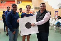 Olympic Medallist Gagan Narang Gives Shooting Tips Badminton Star Carolina Marin