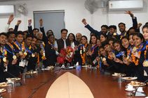 Sports Minister Felicitates Kho Kho Teams For Winning Gold In South Asian Games