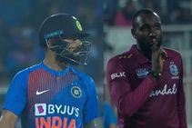India Vs West Indies Kesrick Williams Gives A Keep Shut Send Off To Virat Kohli
