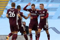 Jamie Vardy Scores Hat Trick Against Manchester City As Leicester Win Premier League Three Penalties