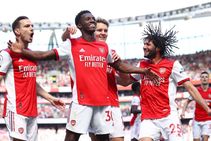 Arsenal 2 1 Leeds United Early Nketiah Double Puts 10 Man Whites In Relegation Zone