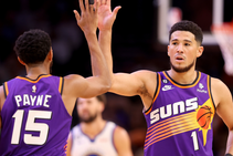Booker Stars Suns Pile Points Warriors Short Handed Pels Down Doncic Mavs