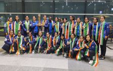 Fih Womens Nations Cup 2022 Winning Indian Team Receives Warm Welcome On Return To Home