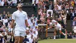Wimbledon 2023 Novak Djokovic Smashing Racquet Into Net Post