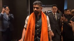 Babar Azam In Bhagwa In Sanatani Virat Kohlis Country Pakistan Captain Picture Saffron Stole Viral