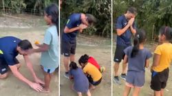 Brazilian Volleyball Legend Giba Touches Feet Of Young Kid In Assam Wins Hearts With His Gesture