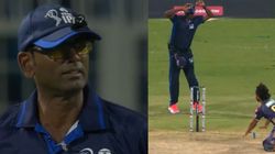 Kkr Vs Srh Umpire Yeshwant Barde Hit In Shin From Rahul Tripathi Nursed At Ground