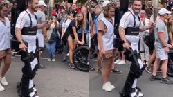 Olympics 2024 French Paraplegic Athlete Kevin Piette Walks With Olympic Flame With Exoskeleton Aid