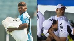 Ind Vs Aus Pm Xi Rohit Sharma S Amusing Crying Or Laughing Reaction To Sarfaraz Khan S Dismissal