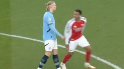 Arsenal Vs Man City Gabriel Gives It Back To Erling Haaland After Odegaard Goal Watch