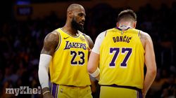 Lebron James Pep Talk Luka Doncic Lakers Debut 