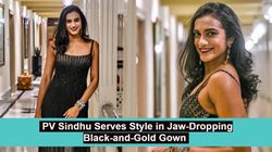 Pv Sindhu Aces Fashion In Stunning Black And Gold Ombre Gown Complete With Crystal Beads And Bold A