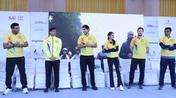 Joginder Sharma Squash Stars Promote Fitness Sports Minister Leads Fit India Cycling