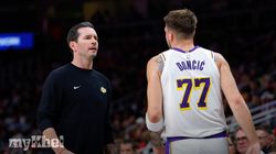 Luka Doncic Jj Redick On Court Exchange Lakers Coach 