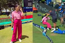 SA20 League: ಬೌಂಡರಿ ಲೈನ್‌ನಲ್ಲಿ ನಿರೂಪಕಿಗೆ ಡಿಕ್ಕಿ ಹೊಡೆದ ಫೀಲ್ಡರ್; ವಿಡಿಯೋ