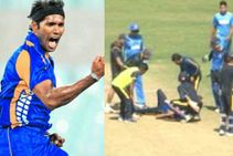 ബാറ്റ്‌സ്മാന്‍ അടിച്ചയുടന്‍ പന്ത് കൊണ്ടത് ബൗളറുടെ നെറ്റിയില്‍; അശോക് ദിന്‍ഡയ്ക്ക് പരിക്ക്