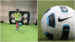 കണ്ണുകെട്ടി, ഫുട്‌ബോള്‍ തട്ടി, ഒപ്പം വള്ളിച്ചാട്ടവും; കുട്ടിത്താരത്തിന്റെ വീഡിയോ