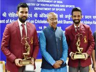 ரகானே, ரோகித் சர்மாவுக்கு அர்ஜூனா விருது வழங்கி கெளரவிப்பு !