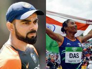 வயது 19..! 19 நாட்கள்... 5 பதக்கங்கள்...! தங்க மங்கையை வாழ்த்திய கோலி, அனுஷ்கா ஜோடி