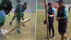 சுழற்பந்துவீசிய பயிற்சியாளர் டிராவிட்..!! வைரல் வீடியோ.!!