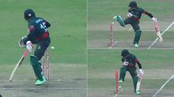 வீடியோ - காலை வச்சிட்டு சும்மா இருந்து இருக்கலாம்ல.. காமெடியாக ரன் அவுட்டான வங்கதேச வீரர் ரஹிம்