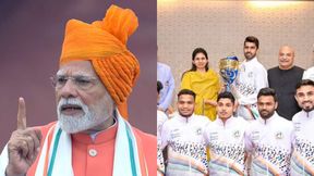 Narendra Modi celebrates Independence Day ceremony with India players in a Historic First Instance Narendra Modi celebrates Independence Day ceremony with India players in a Historic First Instance
