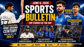 June 6 Sports Wrap: Shubman Gill-KL Rahul Star With Test Century, Shreyas Named T20I Captain, Vaibhav's Historic Call-Up June 6 Sports Wrap: Shubman Gill-KL Rahul Star With Test Century, Shreyas Named T20I Captain, Vaibhav's Historic Call-Up