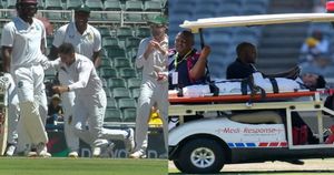 SA vs WI 2nd Test: ವಿಕೆಟ್ ಪಡೆದ ಸಂಭ್ರಮಾಚರಣೆಯಲ್ಲಿ ಗಾಯಗೊಂಡು ಸ್ಟ್ರೆಚರ್‌ನಲ್ಲಿ ಹೋದ ಕೇಶವ್ ಮಹಾರಾಜ್