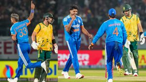 ವರುಣ್‌ಗೆ 51, ಹಾರ್ದಿಕ್‌ಗೆ 100 ವಿಕೆಟ್‌ ಸಂಭ್ರಮ: ಭಾರತಕ್ಕೆ 118 ರನ್‌ ಗುರಿ ನೀಡಿದ ದ.ಆಫ್ರಿಕಾ