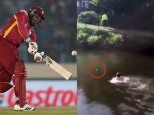 கெயில் அடித்த அடியில் ஆற்றில் போய் விழுந்த 