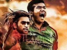 டோணி தலையை வெட்டி கையில் வைத்துள்ள வங்கதேச பவுலர்.. கடுப்பேற்றும் வைரல் போட்டோ
