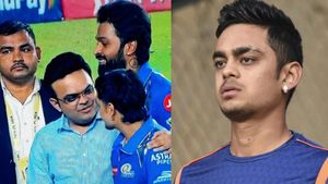 GT vs MI : என்ன தம்பி.. ரொம்ப கோபமா இருக்கீங்க போல.. இஷான் கிஷன் தோளில் கைபோட்டு பேசிய ஜெய் ஷா!