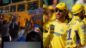CSK பேருந்து முன் RCB ரசிகர்கள் அடாவடி! பொறுமையாக நோட் பண்ண தோனி-அடுத்த வருடம் திருப்பி தருவது உறுதி