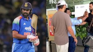ரசிகரை தள்ளிய பாதுகாவலர்.. ரோஹித் சர்மா ஆவேசமான ரியாக்‌ஷன் - வைரலாகும் பரபரப்பு வீடியோ!