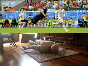 At 93, Opa Wim imitates his grandson Robin van Persie's stunning World Cup goal