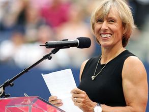 Martina Navratilova proposes partner Julia Lemigova at US Open