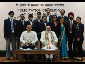 PHOTOS: PM Modi felicitates Asian Games medal winners