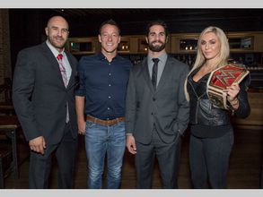 WWE: Seth Rollins, Charlotte and Cesaro meet Chelsea captain John Terry at a live event