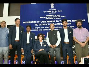 Sports Ministry presents cash awards to Indian medal winners at Rio Games