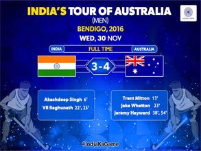 Australia beat India 4-3 in second match of two-match hockey series