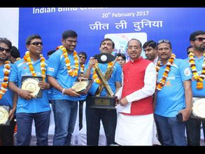India's T20 World Cup for Blind-winning team felicitated by Sports Minister