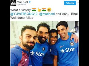 Virat Kohli shares adorable selfie with veterans Dhoni, Nehra and Yuvraj after T20I series win