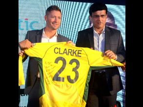 Michael Clarke donates his World Cup winning jersey at the launch of his autobiography