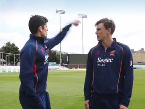 Alastair Cook takes wonder catch to save an interviewer