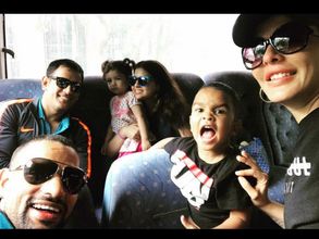 Shikhar Dhawan, son Zoravar bond with MS Dhoni's family en route to Antigua